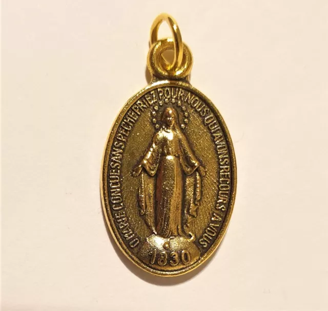 Holy Virgin Mary Miraculous Medal Pendant Our Lady Of Grace Bronze 2,2cm