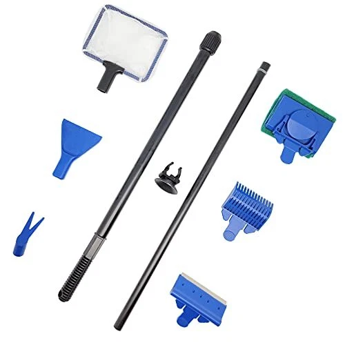 Fish Tank Cleaning Tools 5 in 1 Aquarium Clean Set Fish Net Gravel Rake Algae...