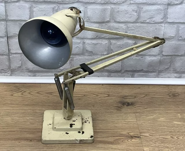 VINTAGE HERBERT TERRY & SONS 1227 - Cream ANGLEPOISE Lamp Two Step Square Base