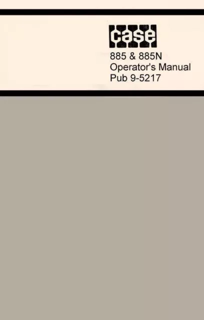 Case David Brown 885 N 885N Tractor Operators Manual