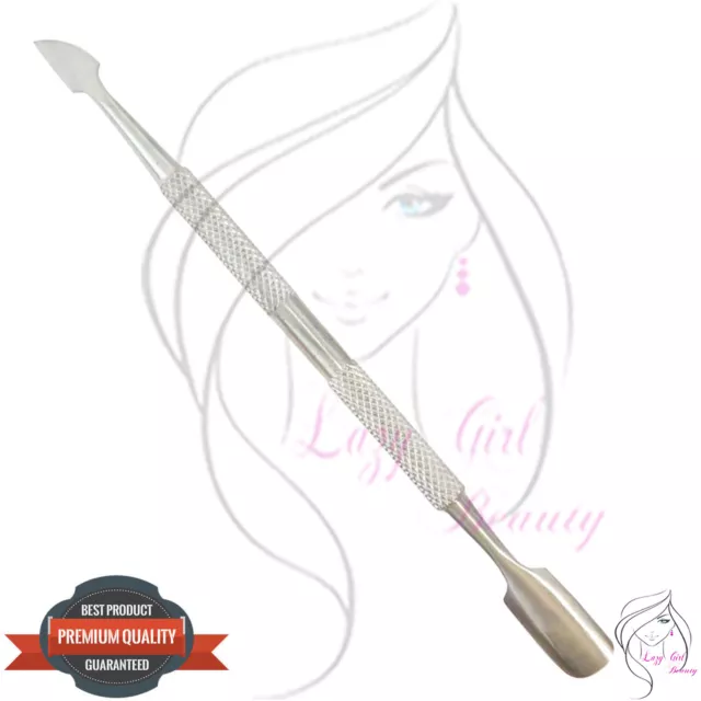 CUTICLE PUSHER Professional Stainless Steel Tool Dual Manicure Gel Polish Clean