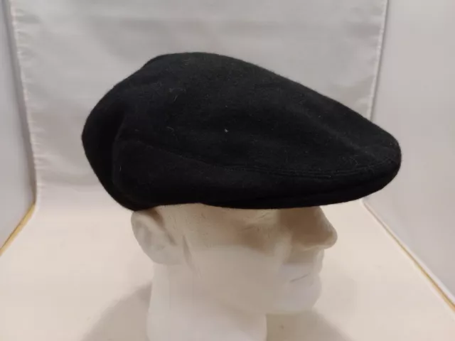 Lock & Co Hatters Black Flat Cap Hat Newsboy Hat Size 7 1/4  100% Wool