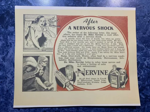 Vintage 1930 Adverting Store Sign Dr. Miles Nervine “AFTER NERVOUS SHOCK”