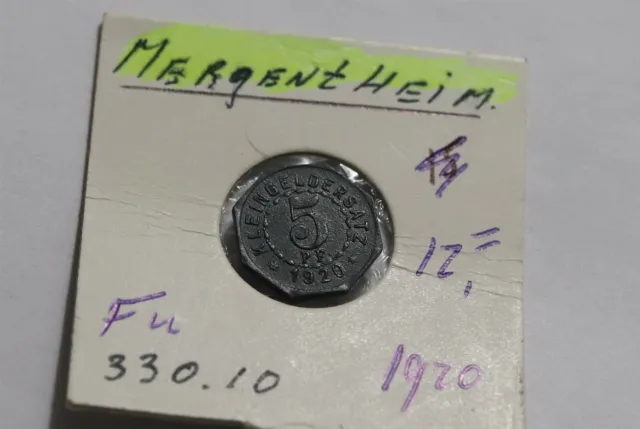 Germany War Money Token Bad Mergentheim 5 Pfennig 1920 B38 Wp6