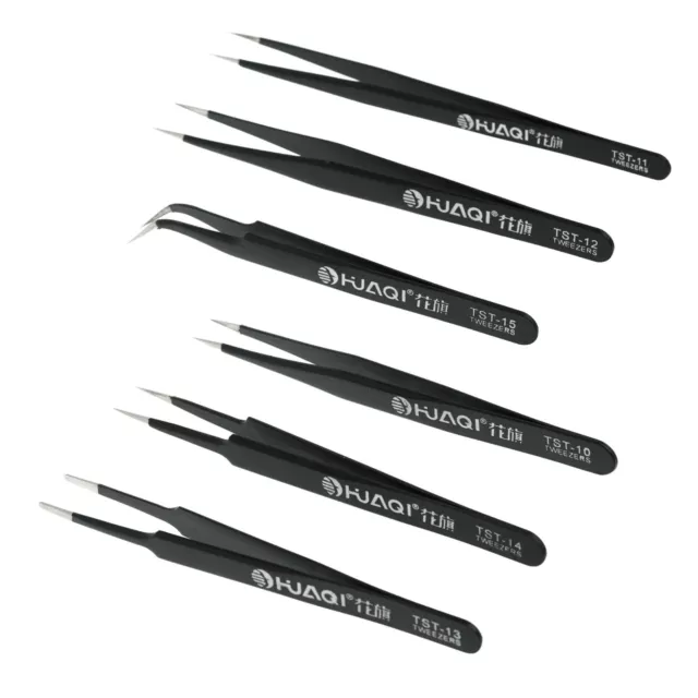 6pc Professional Coated Precision Tweezer Set Non-Magnetic Stainless Steel UK