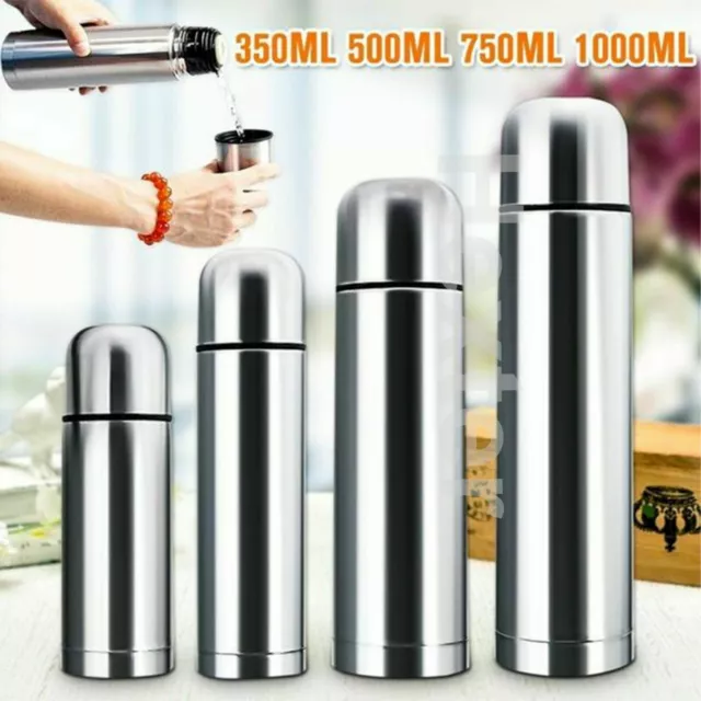 Stainless Steel Vacuum Thermos Flask Insulated Bullet Double Walled Hot Cold