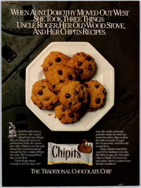 PRINT AD 1980 Chipits Traditional Chocolate Chips 8" x 10.75" Plate of Cookies