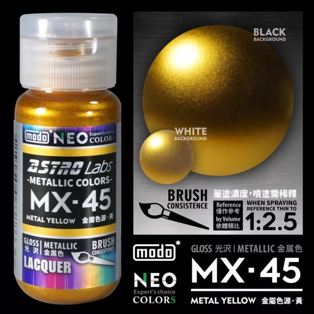 modo NEO Astro Labs Metallic Color Lacquer Paint MX-45 Metal Yellow (30ml)