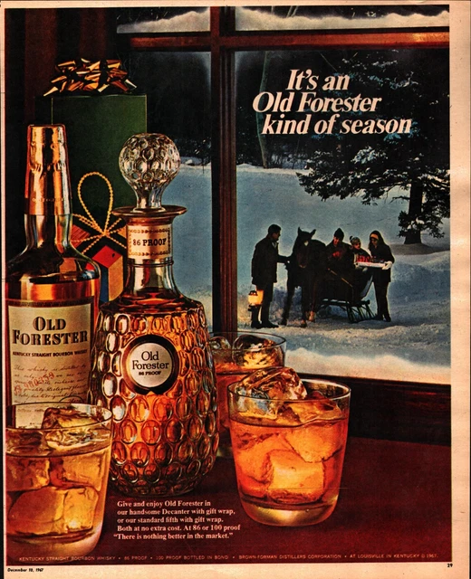 1967 Old Forester Kentucky Bourbon Christmas Vintage Print Ad d5