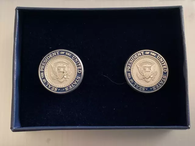 President George W. Bush White House Silver and Blue Cufflinks - RARE