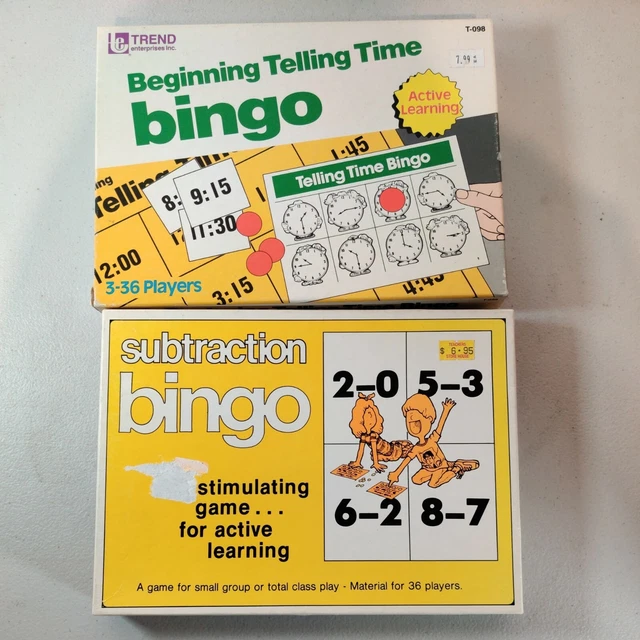 VTG BEGINNING TELLING Time Bingo Subtraction Bingo Pre K K VTG BEGINNING TELLING Time Bingo Subtraction Bingo Pre K K