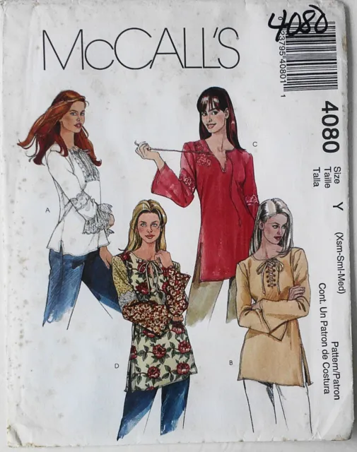 McCalls 4080 Misses Bias Tunics Tops 2 Lengths Sewing Pattern Sz 4-14