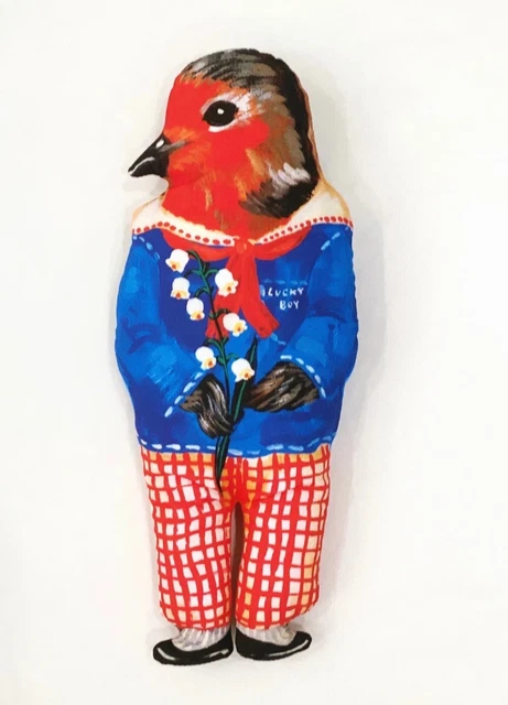 Nathalie Lete! Mini shaped Pillow. Lucky Bird Doll! Original New Anthropomorphic