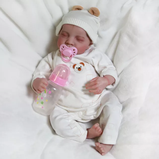 UK Reborn Baby Dolls Realistic Asleep Newborn Girl Doll Vinyl Silicone Xmas Gift