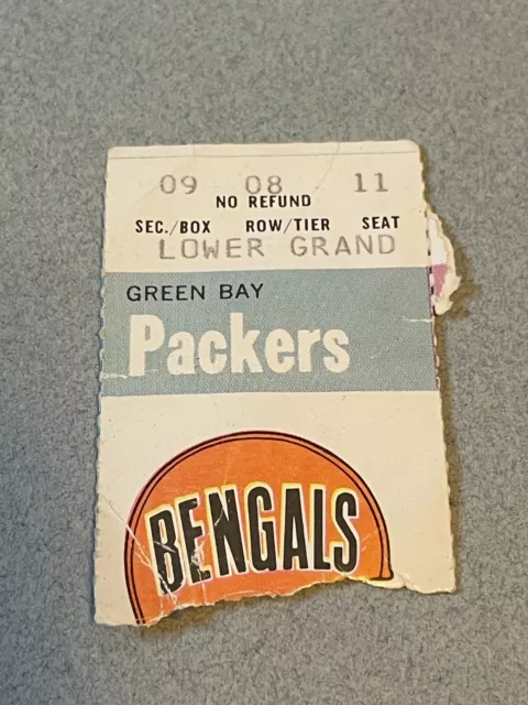 Green Bay Packers vs Cincinnati Bengals NFL Football Ticket Stub Sept 6 1974