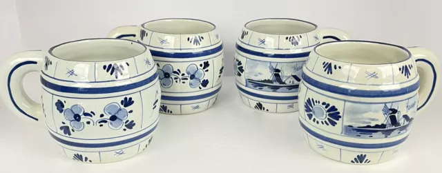 DELFT W27 BLUE LARGE COFFEE MUG MADE HOLLAND 3.5" High x 3" opening Set Of 4