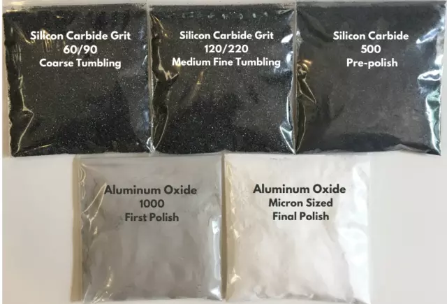 Tumbling Grit Rock Polishing Kit for 15lb Tumbler Silicon Carbide Aluminum  Oxide