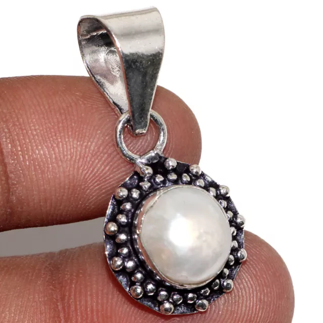 Perle 925 Versilbert Edelstein Handmade Anhänger 1.3 " Promise Geschenk für