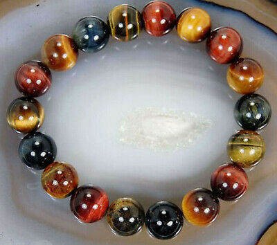 6/8/10/12mm Natural Colorful Tigers Eye Gems Round Beads Stretch Bracelet 7.5"
