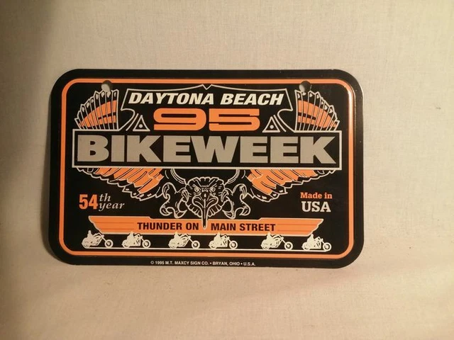 Insegna cartello Bikeweek 1995 Thunder on Daytona Beach Motorcycle License Plate