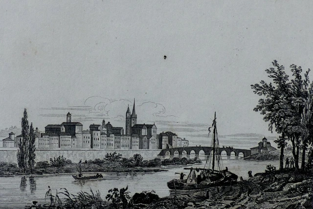 Saône-et-Loire: Vue de la ville de MACON au début du 19eme siècle - Gravure 19e
