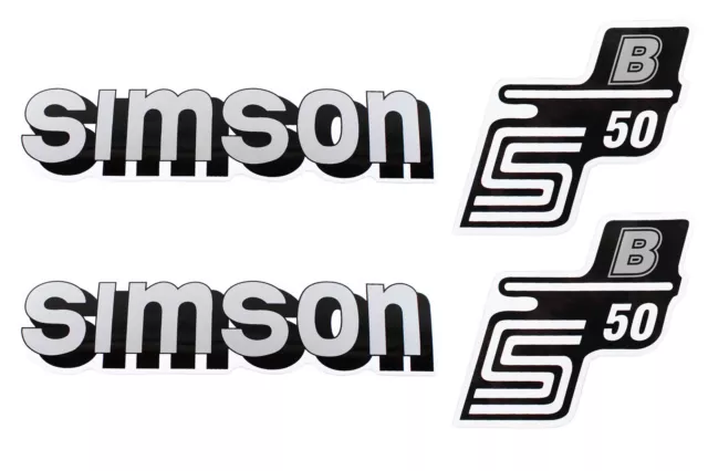 Set Aufkleber Simson S50 B silber für Tank und Seitendeckel