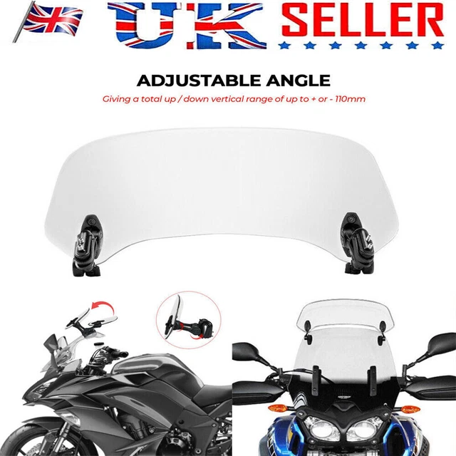 Motorcycle Motorbike Clip On Windshield Wind Screen Deflector Extension Spoiler