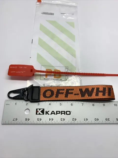 OFF-WHITE Lanyard Keychain Industrial Clasp Orange and Black With Zip Tie New