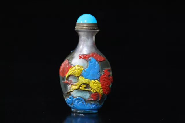 Chinese Antiques Glass Handmade Engraving Exquisite Snuff Bottles