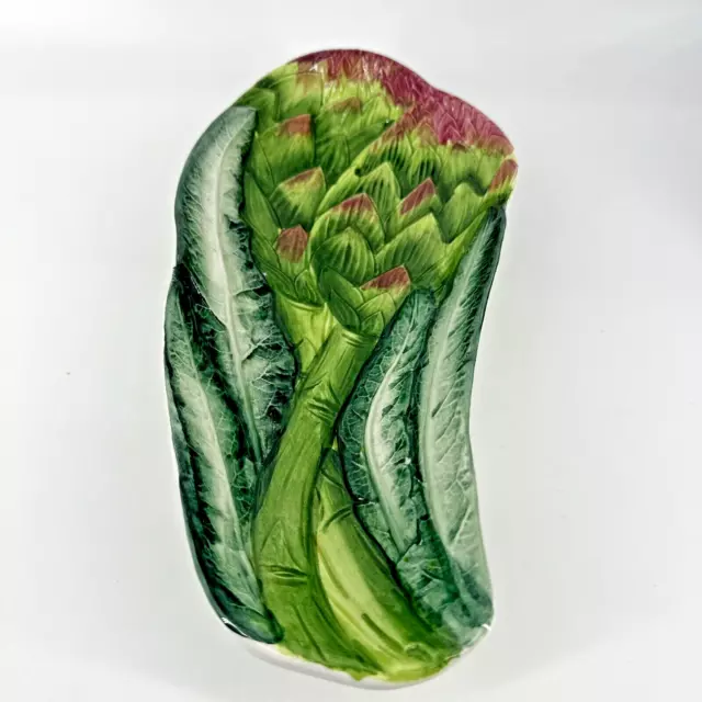 Vintage Italian Vietri Majolica Artichoke Dish MCM Hand Painted Made In Italy