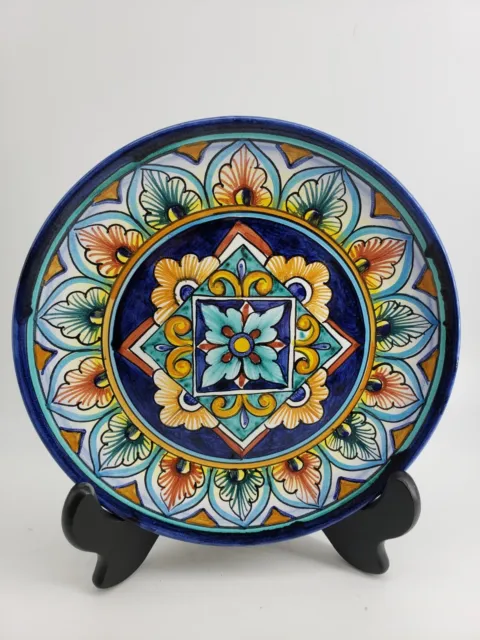 Italian Pottery Hand painted 8" Plate Vietri Dip. A Mano Dark Blue