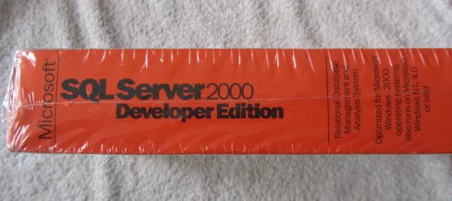 *Nuovo e sigillato* Microsoft SQL Server 2000 Developer Edition, scatola di vendita al dettaglio, COA, chiave 3