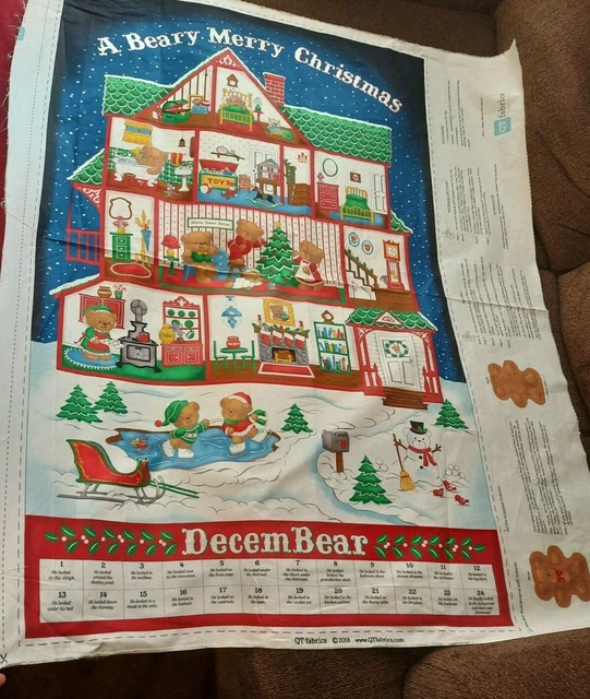 BEARY MERRY CHRISTMAS Countdown Calendar Advent Cranston QT Fabrics Panel  NEW $47.00 - PicClick