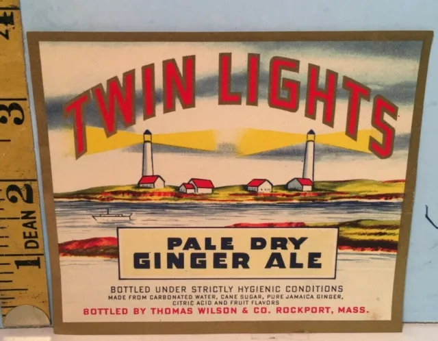 Vintage Twin Lights Pale Dry Ginger Ale Label Thomas Wilson & Sons Co.