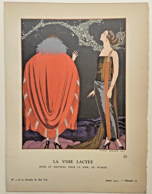 The Milk Way, George Barbier, Original 1921 Stencil, Good Tone Gazette The Milk Way, George Barbier, Original 1921 Stencil, Good Tone Gazette