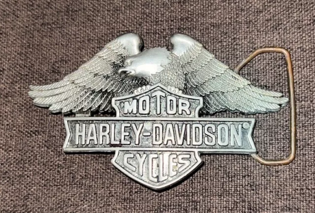 Vintage-1983 Solid Brass HARLEY-DAVIDSON Motorcycles Belt Buckle/ Baron Buckles