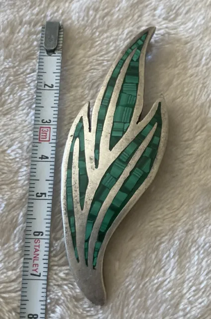 Grande Broche Cactus  Argent 925 Malachite Mexico silver Sterling Taxco 25 Grs