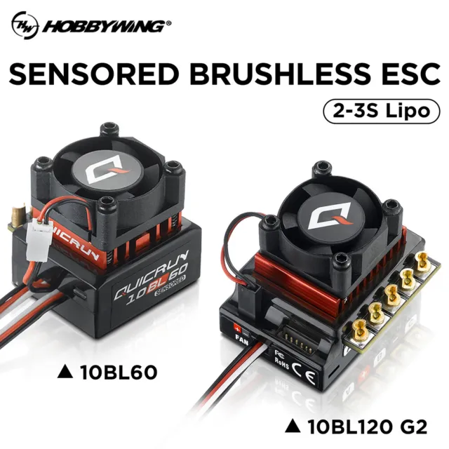 Hobbywing QUICRUN Sensored 120A / 60A 2-3S Lipo Brushless ESC for 1/10 Car