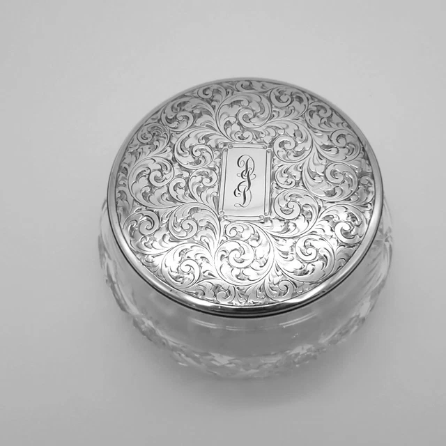 Dresser Jar Cut Glass Sterling Silver Birks Canada Mono DJD