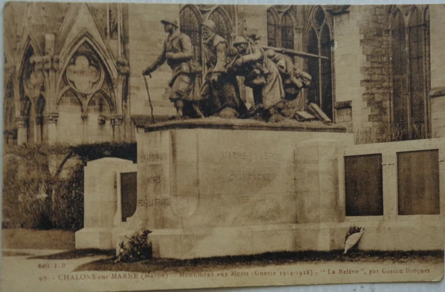 CHALON SUR MARNE 51 cpa monument to the dead 14-18 the relève Bon Etat 1931
