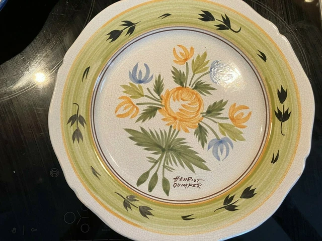 Assiette Ancienne Henriot Quimper En Faïence, Jeux Olympiques D'Hiver, Années 70, Diamètre 24cm