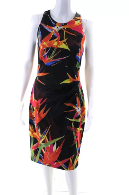 Karen Millen Womens Floral Print Sleeveless Dress Multi Colored Size 8