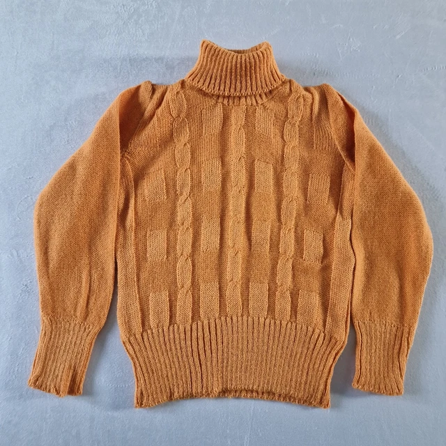 Vintage Cable Polo Neck Jumper-4-5 Yrs- Mustard Acrylic Deadstock NOS  KA46