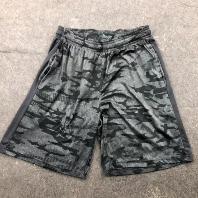 Under Armour Shorts Mens Large Gray Camouflage Loose Logo Workout 9" Inseam