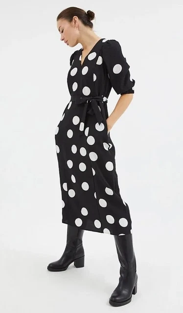 LADIES SUNDRESS IN White With Black Polka Dots Size M George At