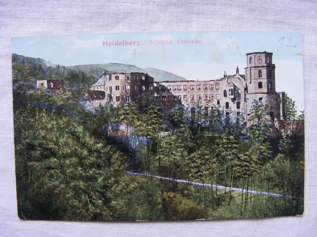 Postkarte Ansichtskarte Baden-Württemberg kleinformat alt Heidelberg Schloß 1909
