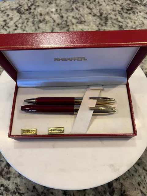 NOS Sheaffer Legacy Burgundy Laque / Brushed Gold Cap RB and BPN Set  PRISTINE