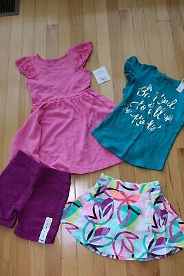4 PC SET Girls Size 4 Jumping Beans Butterfly Top Shorts NWT Lot NEW Dress