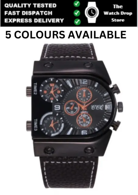 Stylish Men's Sports Watches Big Large Dial Quartz Decorative Compass Watch New