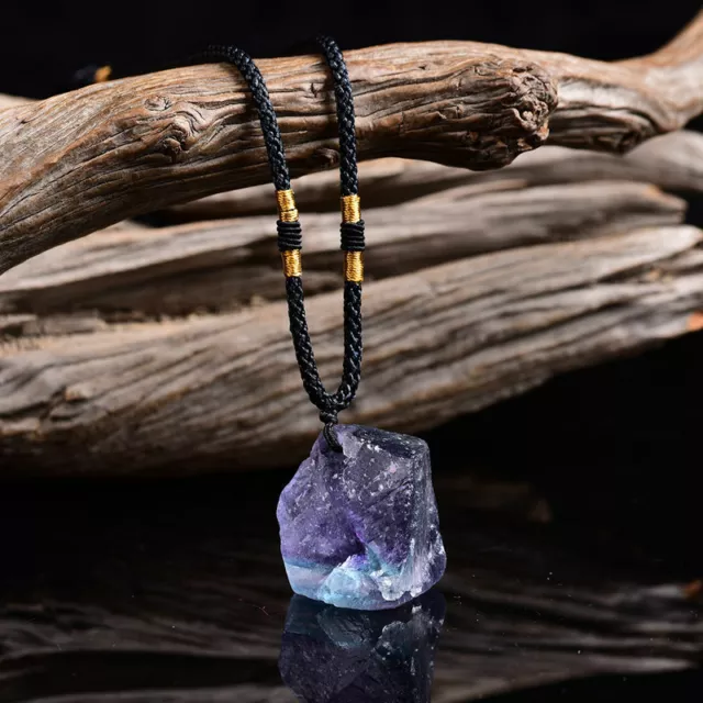Natural Colorful Fluorite Quartz Crystal Pendant Necklace Reiki Chakra Gemstone